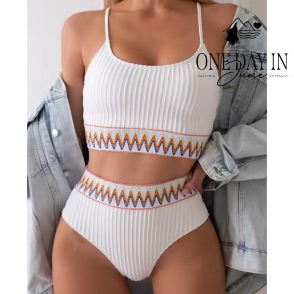 Zuobango High Waist Crop Bikini Swimsuit Size M